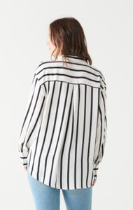 Navy &  White Striped Blouse
