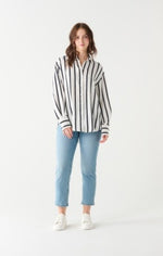 Load image into Gallery viewer, Navy &amp;  White Striped Blouse
