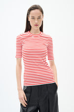 Load image into Gallery viewer, Dagna Striped Crew Neck T-Shirt
