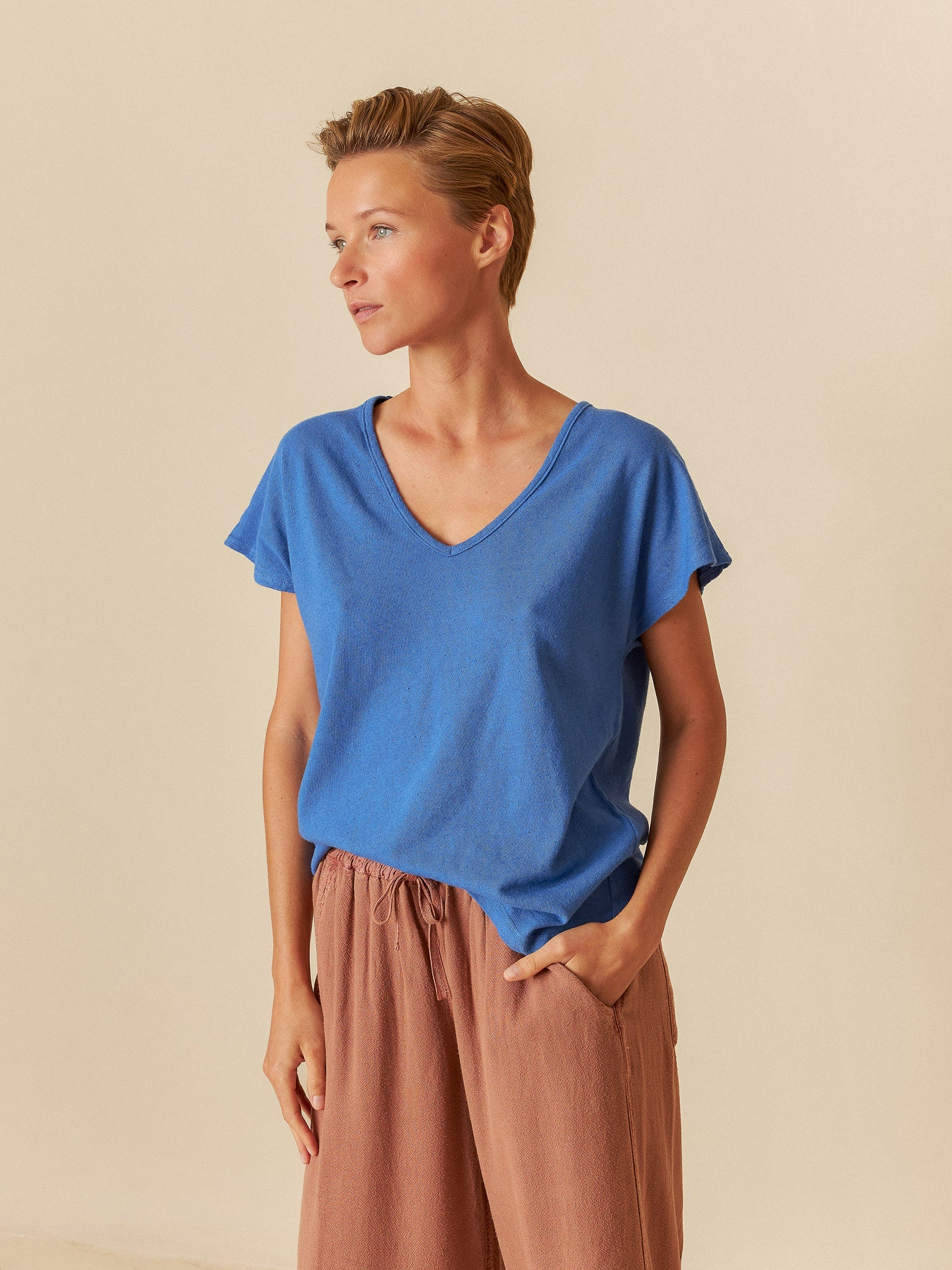 Rustic Melange Linen T-Shirt