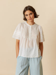 Embroidered Voile Blouse