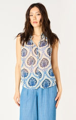 Load image into Gallery viewer, Blue Medallion Sleeveless Blouse
