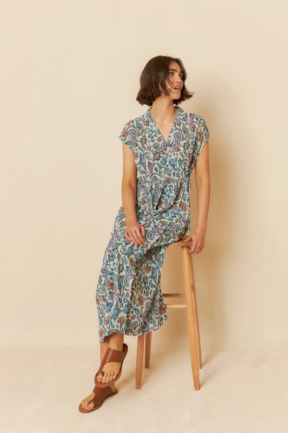 Romantic Paisley Print Wrap Dress