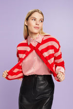 Load image into Gallery viewer, Cropped Jacquard Striped Cardigan
