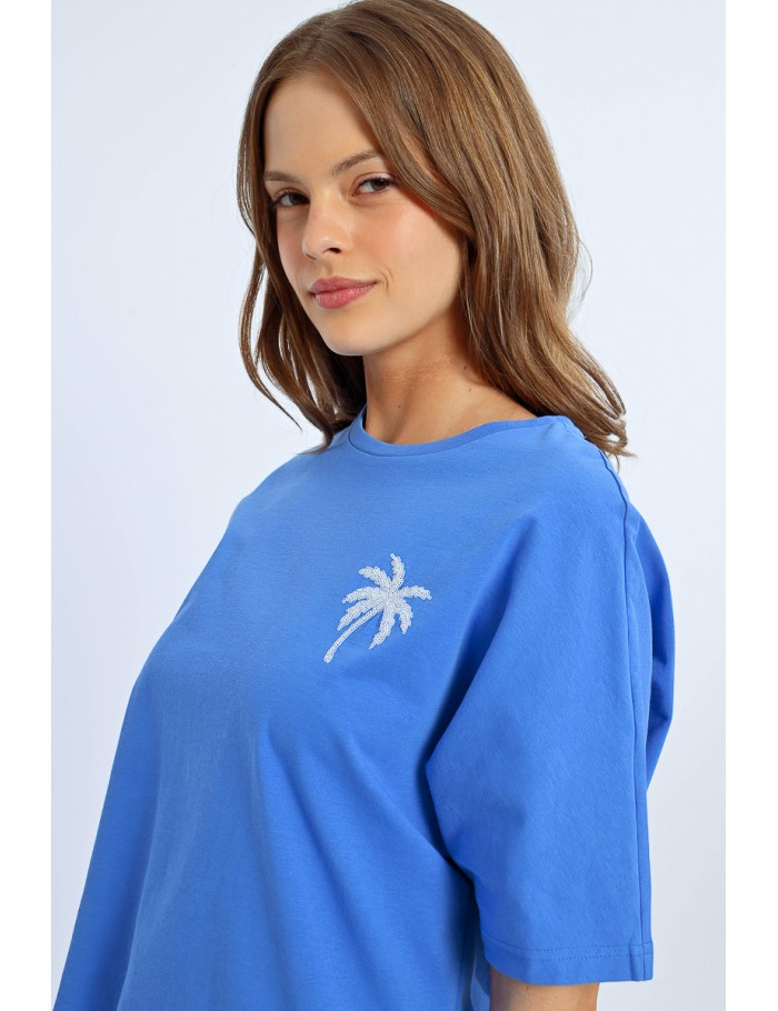 Oversized Palm Tree Pattern T-Shirt