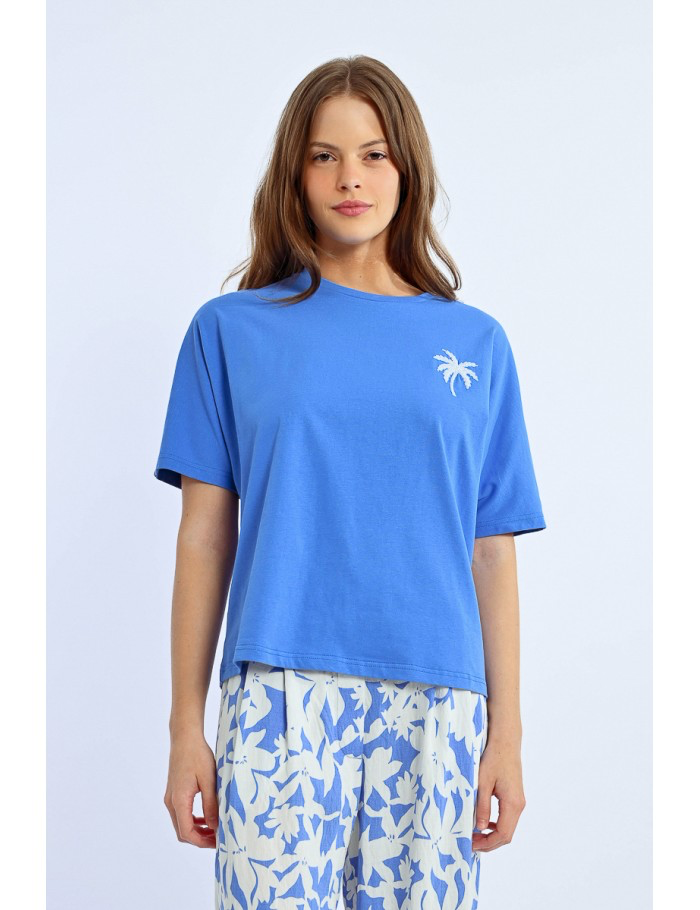 Oversized Palm Tree Pattern T-Shirt