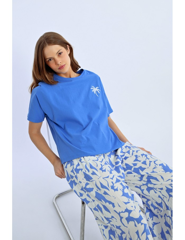 Oversized Palm Tree Pattern T-Shirt