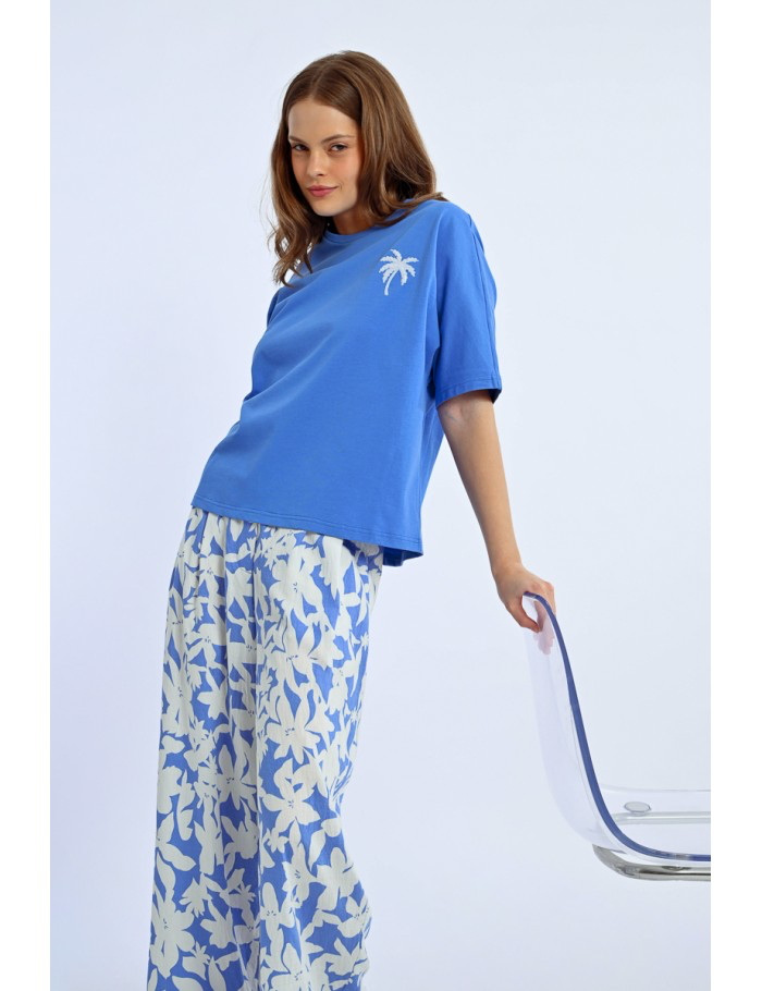 Oversized Palm Tree Pattern T-Shirt