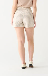 High Waisted Linen Trouser Short