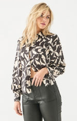 Load image into Gallery viewer, Cream &amp; Black Floral Print  Blouse
