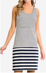 Load image into Gallery viewer, Sleeveless Stripe T-Shirt Dress
