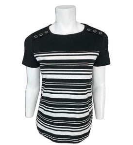 Stripe T-Shirt with Button Detail