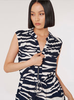 Load image into Gallery viewer, Zebra Print Zip Front Sleeveless Dress
