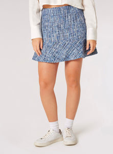 Textured Tweed Ruffle Skirt