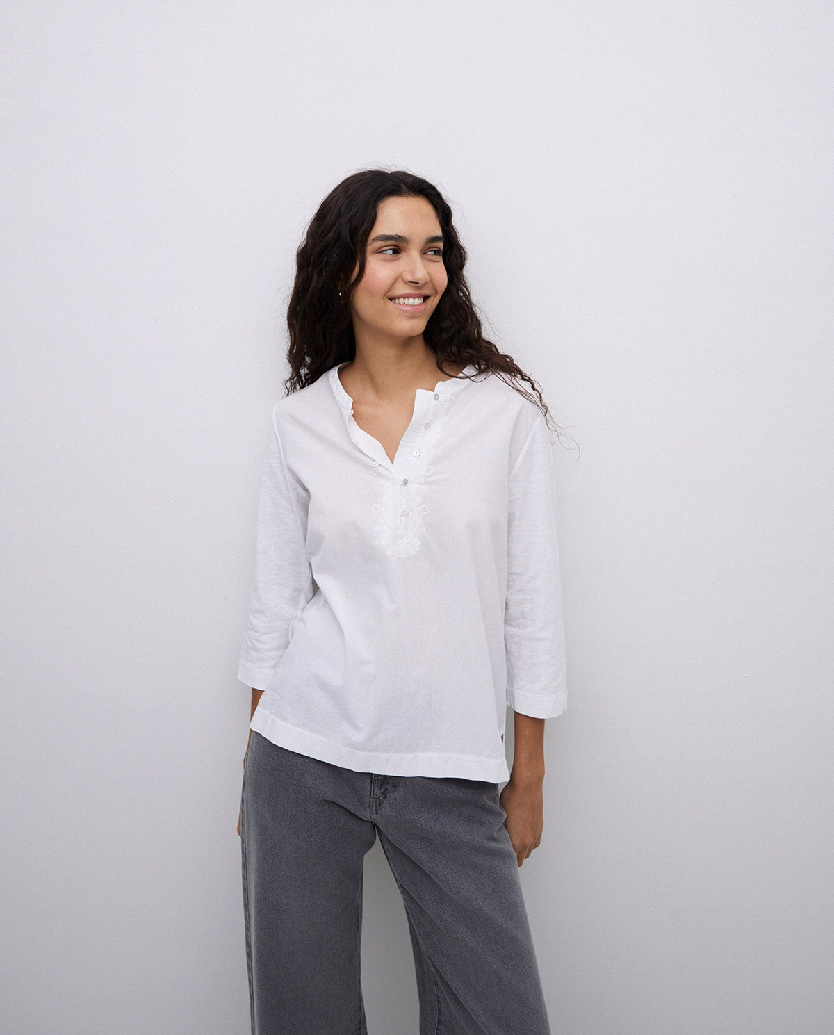 Henley T-Shirt with Embroidery