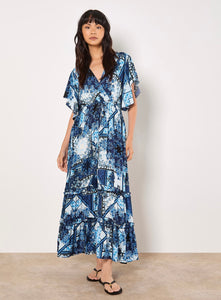 Patchwork Ruffle Tiered Midi Dress