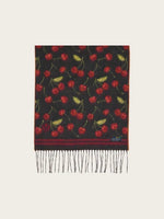 Load image into Gallery viewer, Double Face Cashmink Scarf with Cherry Design
