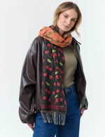 Load image into Gallery viewer, Double Face Cashmink Scarf with Cherry Design
