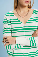 Load image into Gallery viewer, Cotton V-Neck Striped Sweater
