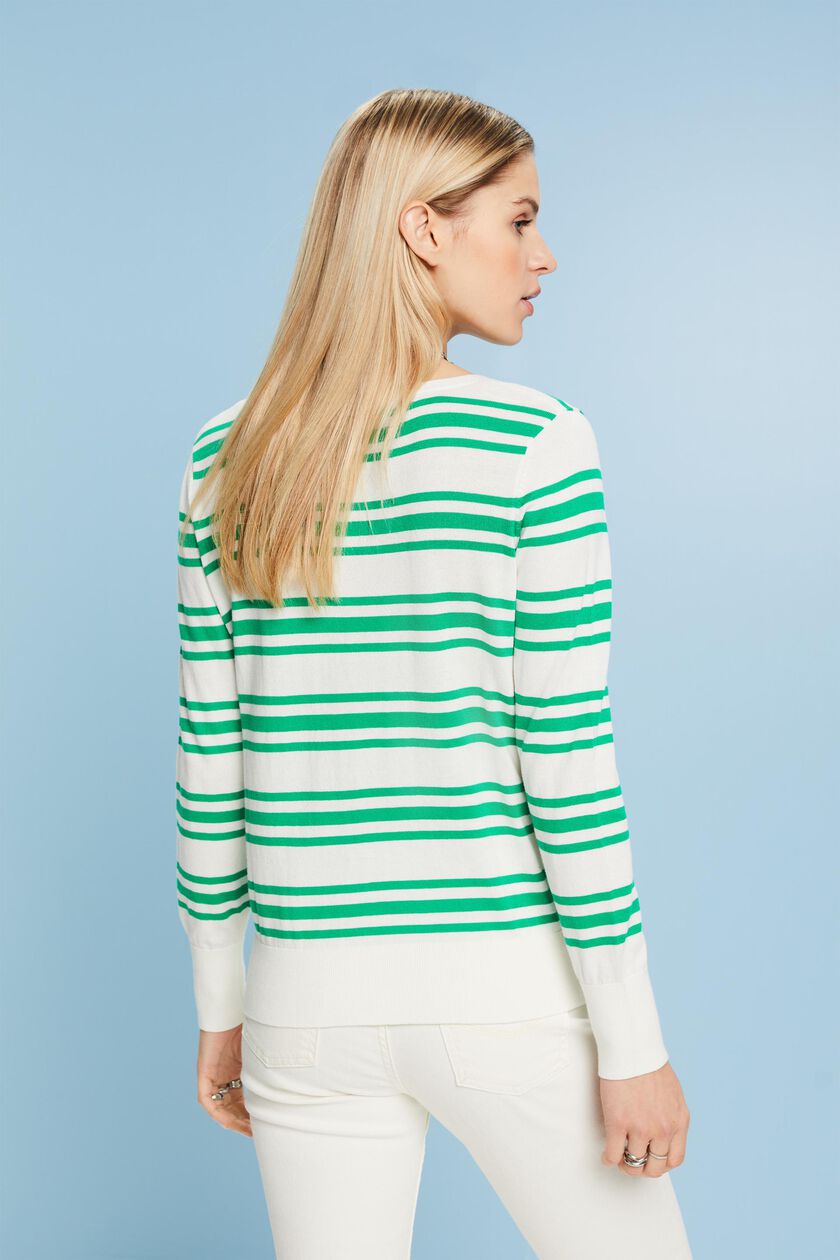 Cotton V-Neck Striped Sweater