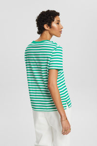 Scoop Neck Slub Striped T-Shirt