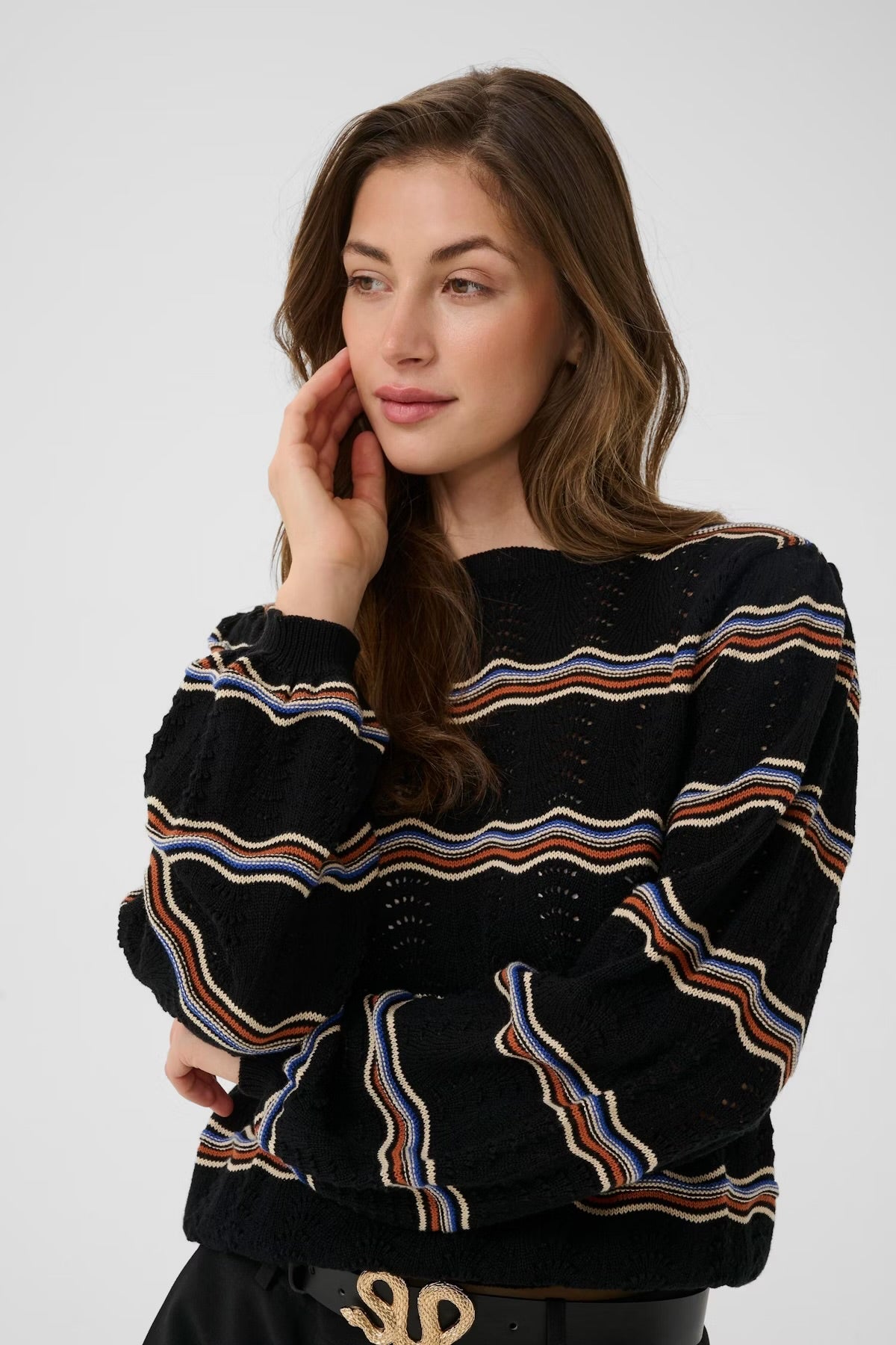 Wavy Knit Pullover