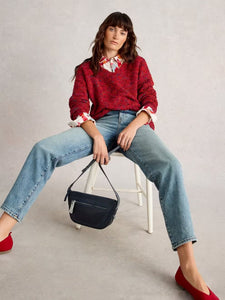 Textured V- Neck Sweater