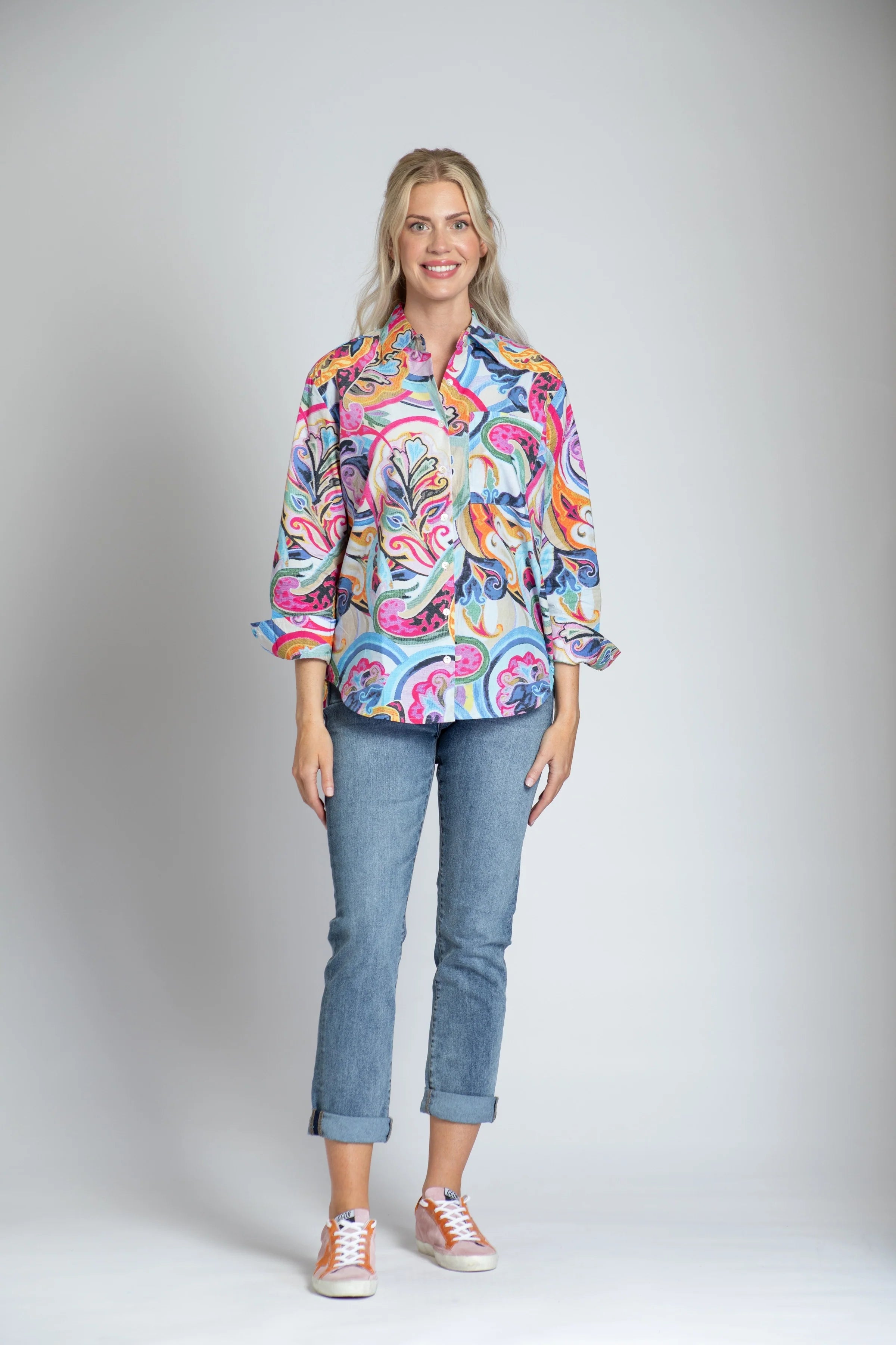 Whimsy Paisley Boyfriend Button Up