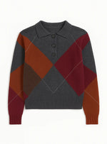 Load image into Gallery viewer, Marta Johnny Colar Argyle Sweater

