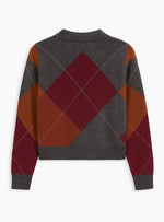 Load image into Gallery viewer, Marta Johnny Colar Argyle Sweater
