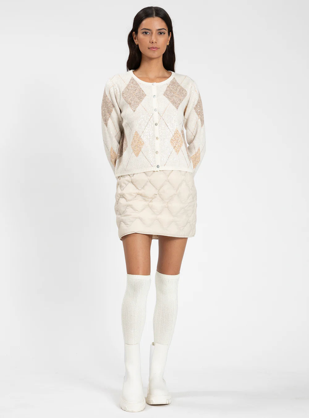 Yulia Diamond Patterned Cardigan
