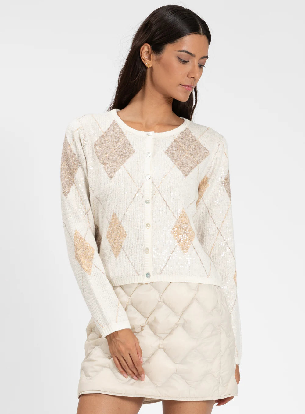 Yulia Diamond Patterned Cardigan
