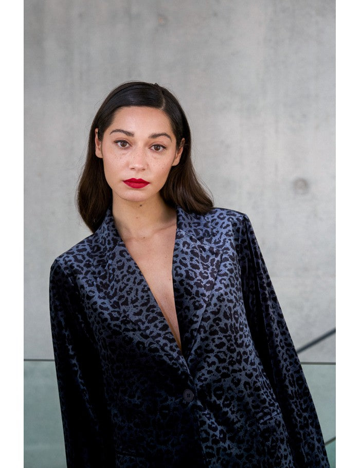 Velvet Blazer in Leopard print