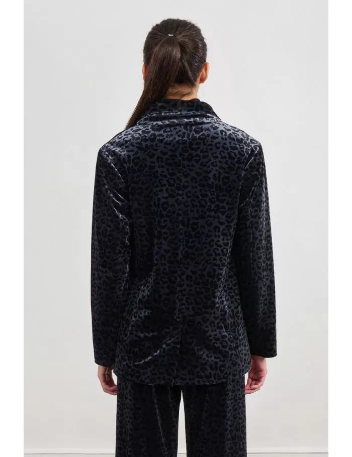Velvet Blazer in Leopard print