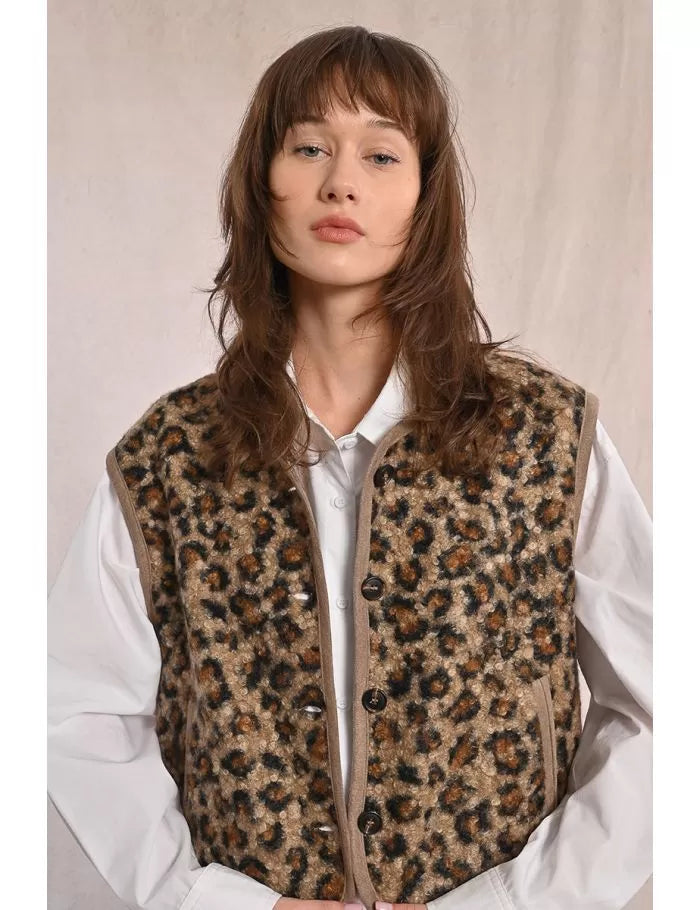 Faux Fur Leopard Vest