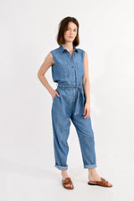 Load image into Gallery viewer, Sleeveless Denim Jumpsuit
