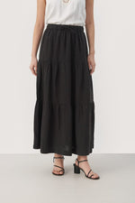 Load image into Gallery viewer, Getia Tiered Linen Skirt
