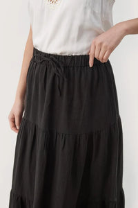 Getia Tiered Linen Skirt