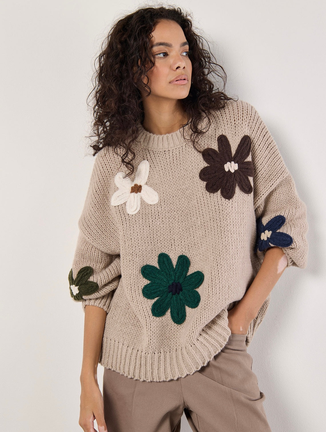 Embroidered Flower Pullover