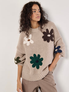 Embroidered Flower Pullover