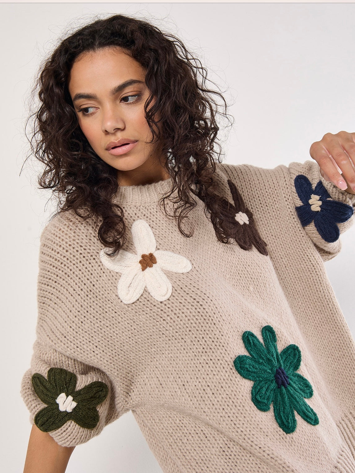 Embroidered Flower Pullover