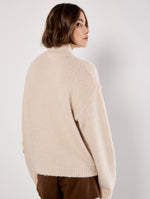 Load image into Gallery viewer, Embroidered Flower Chunky Knit Mockneck
