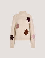 Load image into Gallery viewer, Embroidered Flower Chunky Knit Mockneck
