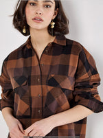 Load image into Gallery viewer, Oversized Check Shirt Mini Dress
