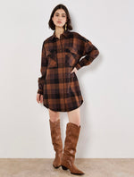 Load image into Gallery viewer, Oversized Check Shirt Mini Dress
