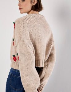 Chunky Knit Strawberry Cardigan