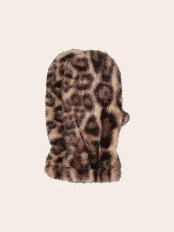 Faux Animal Print Fur Mittens