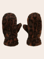 Load image into Gallery viewer, Faux Animal Print Fur Mittens

