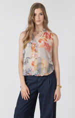 Load image into Gallery viewer, Flowy Button Front Print Blouse

