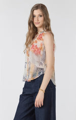 Load image into Gallery viewer, Flowy Button Front Print Blouse
